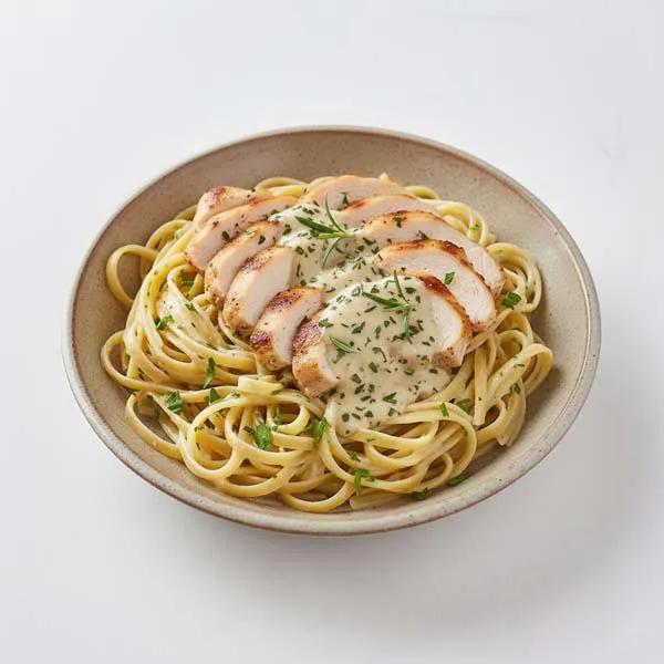 Velvety Tarragon Chicken with Buttered Parsley Fettuccini